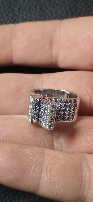 Inel aur 18 k safire si diamante naturale