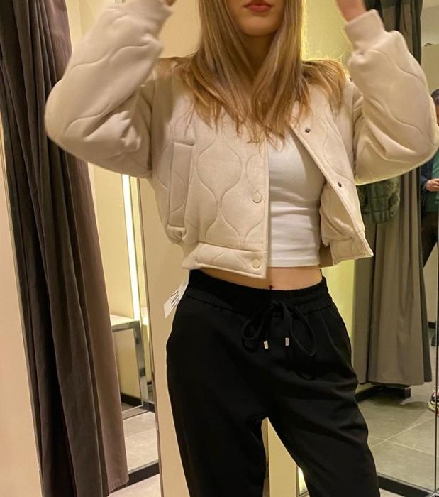 Geaca bej colegiu matlasata marime M