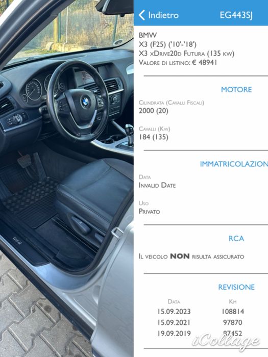 Bmw x3 F25 / 2.0 d / euro 5 / 4x4/ km verificabili