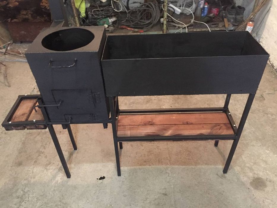 Мангал с печью под казан