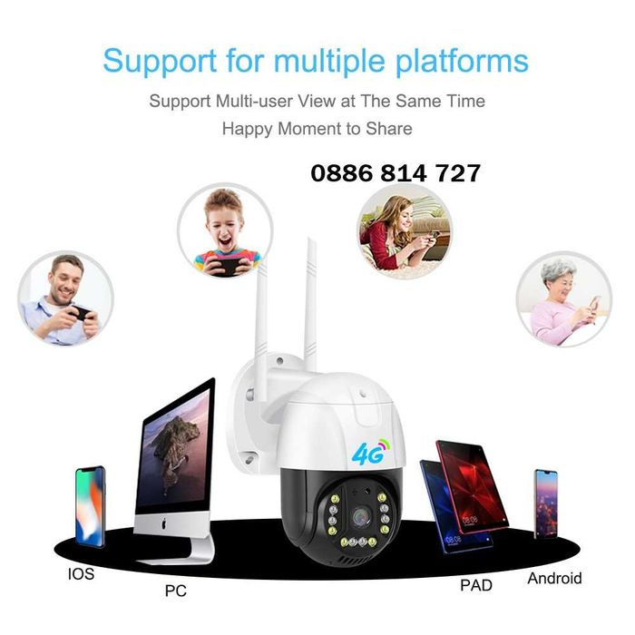 2107 Куполна камера с безжична 4G връзка - 3MPX - 12LED