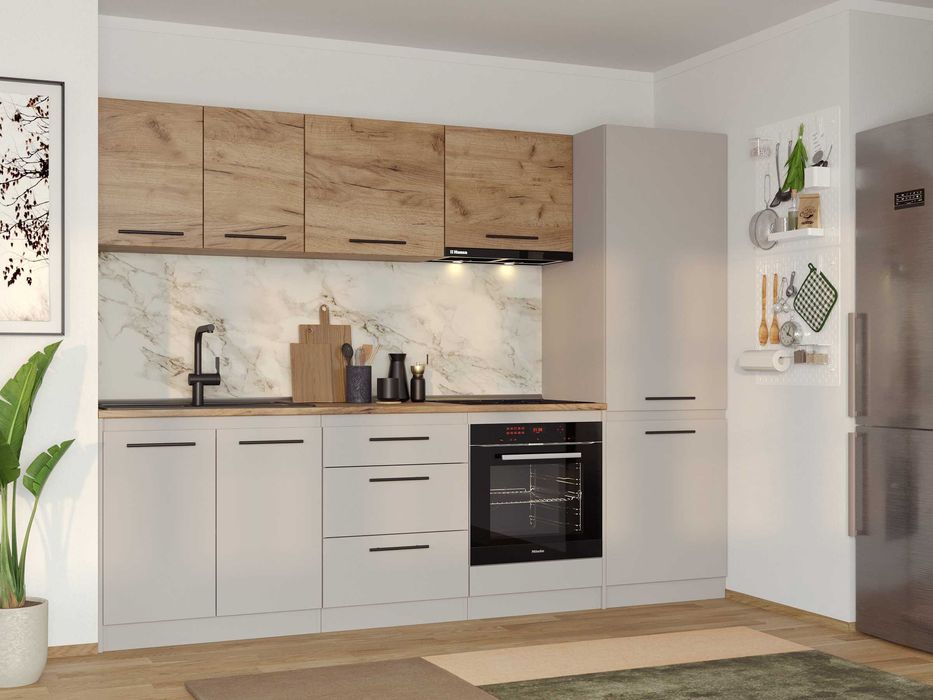 Set Mobila Bucatarie Linea 260 Casmir / Stejar C12 - Transport Gratuit