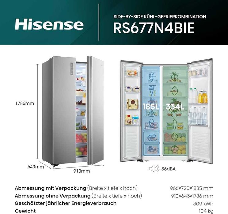 Хладилник с фризер HISENSE RS677N4BID
