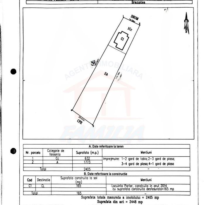 96000 Euro casa+garaj+teren 2.405mp in com Branistea, sat V. Alecsand