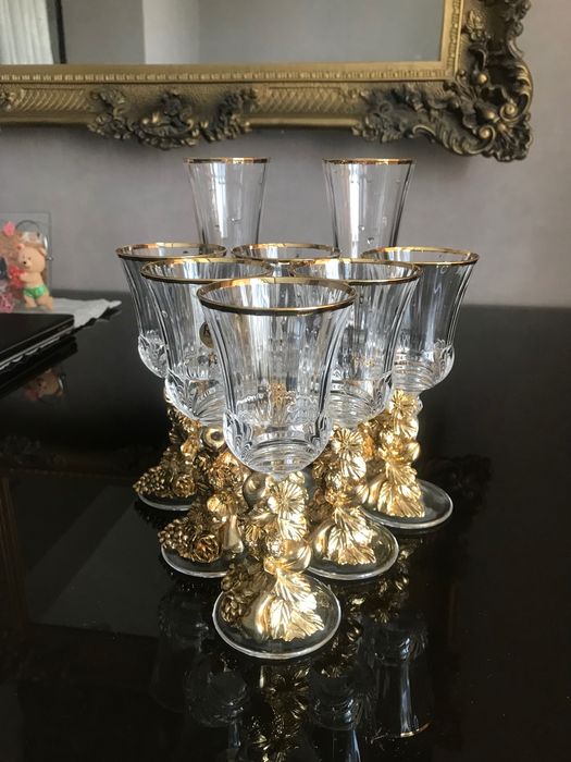 Фужеры ИТАЛИЯ хрусталь премиум 24 карата золото ROYAL CRiSTALL