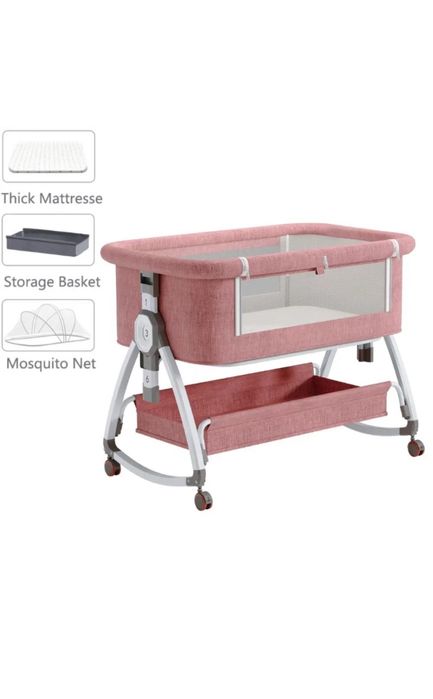 Pătuț nou in cutie, 3 în 1 cu saltea, masă de schimbat, plasa țânțari