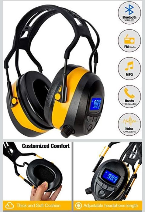 căști de protecție antifonice cu radio FM și conectivitate Bluetooth