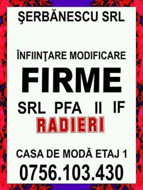 Infiintari-modificari societati II IF PFA asociatii  cooperative