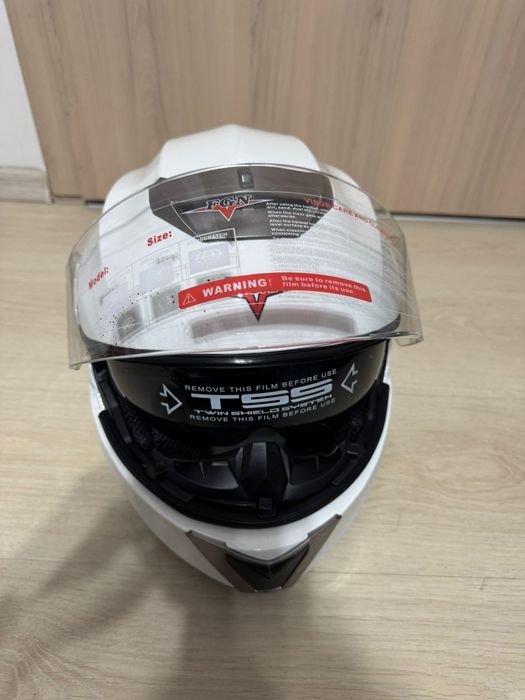 Casca moto atv flip-up FGN alb/negru lucios S M L XL XXL