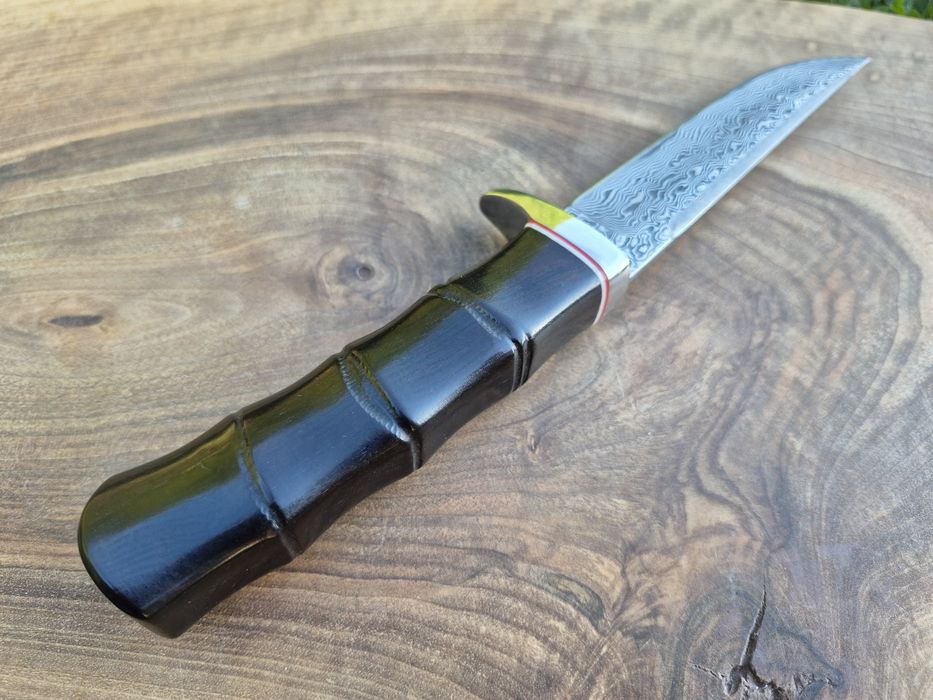 Японски ловен нож DAMASKUS AB,дамаска стомана VG10,кожена кания,LN418