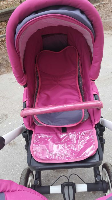 Бебешка количка Gusio Carrera New 2в1 - цвят малина