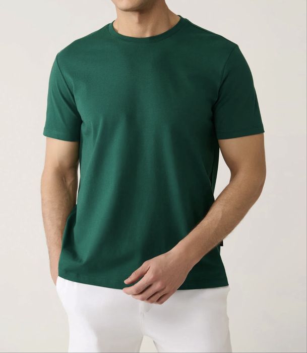 AVVA Мужская футболка цвета зеленый с круглым вырезом