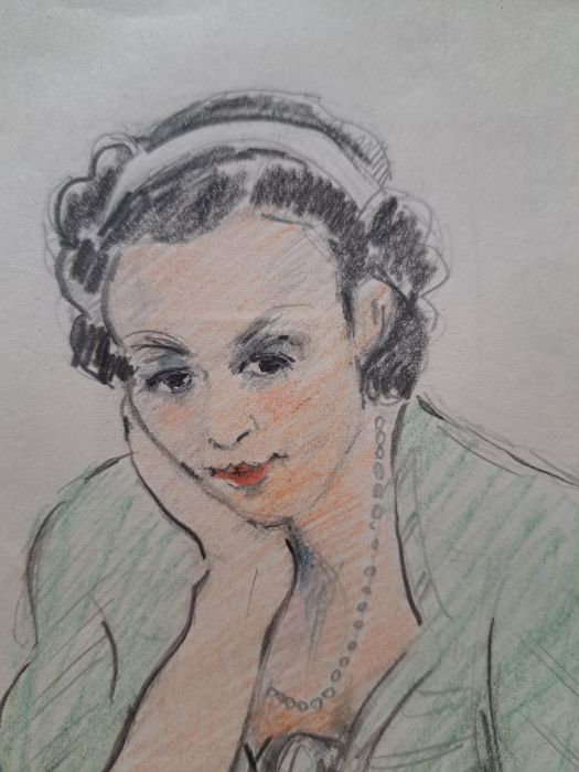 Pictură. Desen: "Personaje feminine" C.C.Constantinescu (1897 - 1967)