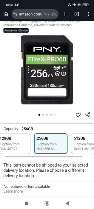 Sdxc V60 PNY 256 gb noi ORIGINALE !