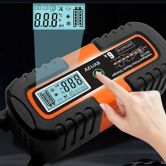 Зарядно за акумулатор с дисплей, 6A / 6-12V