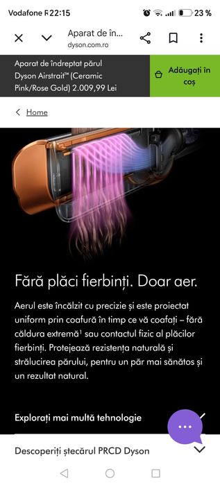 Vand aparat de indreptat  cu aer cald, dyson