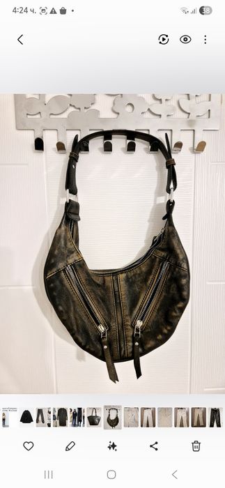 Кафява чанта  Bershka естествена кожа