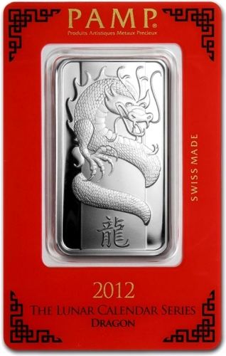 Сребърно кюлче лунар дракон унция 1 oz PAMP
