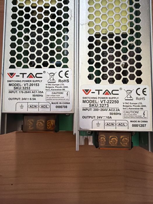 Set V-Tac Sursa/Alimentator 250W 24V 10A si 150W 24V 6.5A metal permeabil IP20