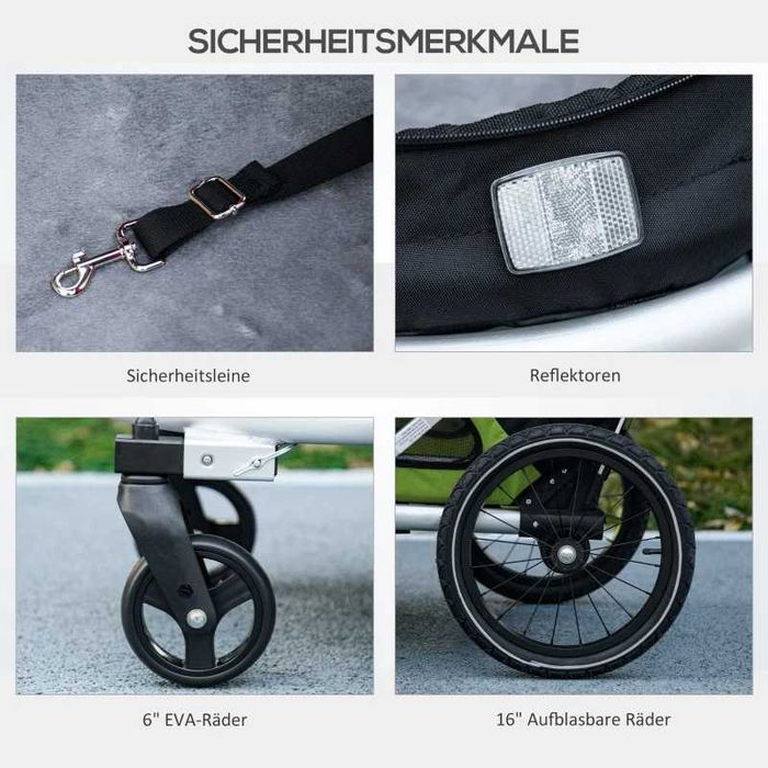 PawHut 2-в-1 Количка за кучета, ремарке за велосипеди до 20 кг