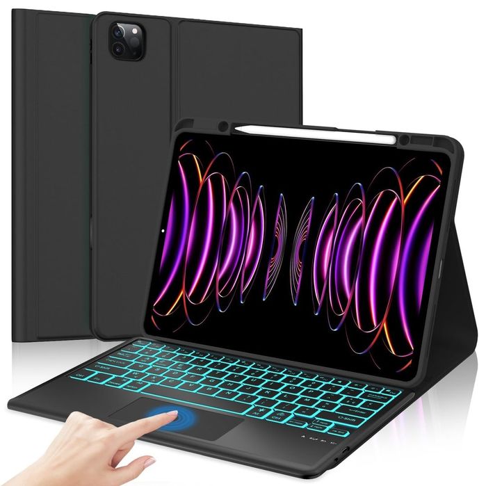 Husa Tastatura SENGBIRCH iPad Pro 12.9 AZERTY Iluminata Detasabila