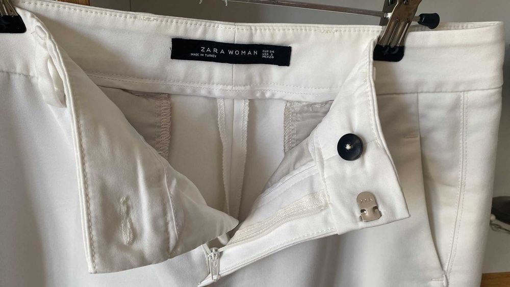 Pantaloni albi Zara marimea XS/34