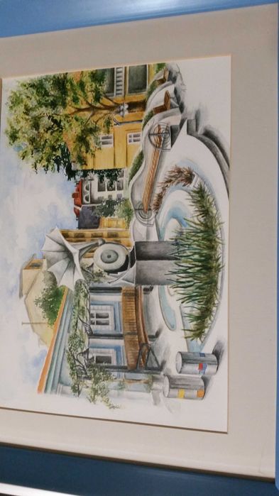 Акварелна рисунка в супер рамка с паспарту. Подписана на гърба.