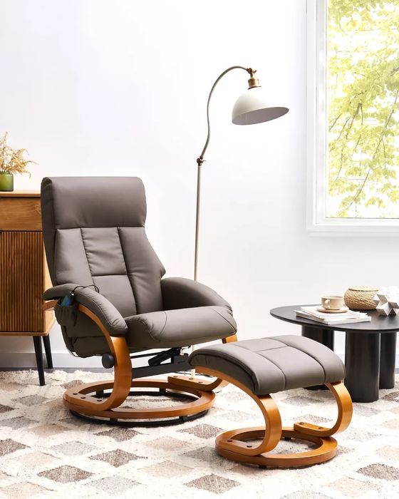 NOU Fotoliu de masaj FORCE, maro inchis, piele ecologică