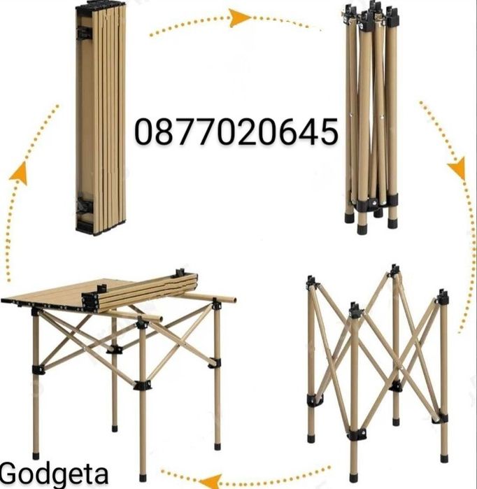 Луксозна къмпинг сгъваема метална маса с удобен калъф в 3 размера