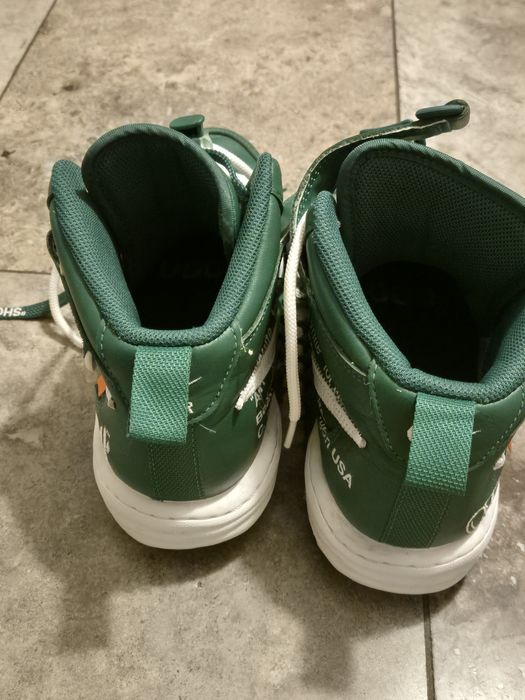 Nike Air Force   1 Mid Off - White  Pin Green