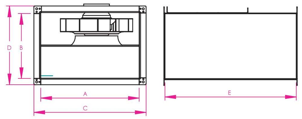 Канален вентилатор правоъгълен 400х200, Qmax 1250 m3/h