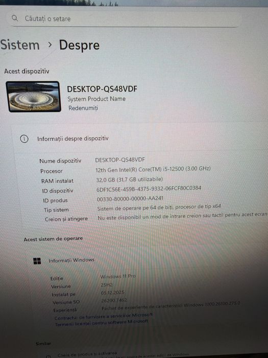 Sistem Desktop Gaming Nou i5 12gen 32g d5 1tb nvme RTX5060 8g