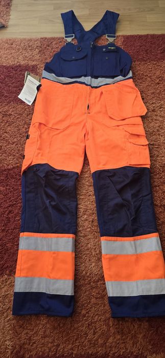 Salopetă/Pantaloni de lucru Fristads High Visibility bicoloră (Portocaliu/Bleumarin), NOUĂ cu etichete, Mărimea C50