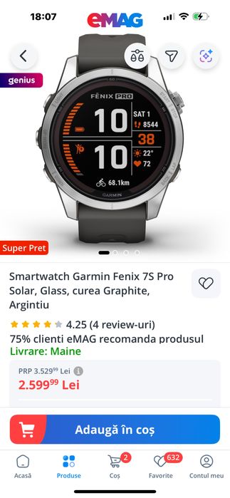 Garmin fenix7S pro solar SIGILAT