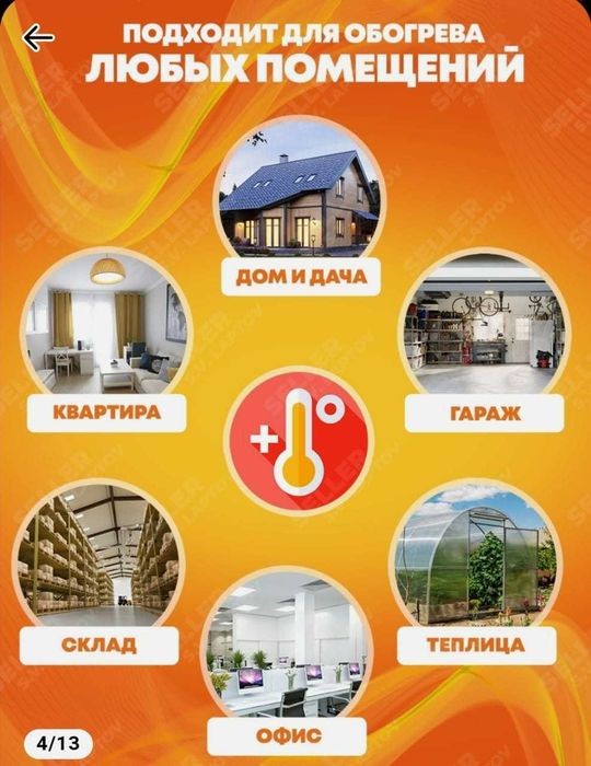 Мощный экономный электрический обогреватель для дома Тепловая пушка 3к