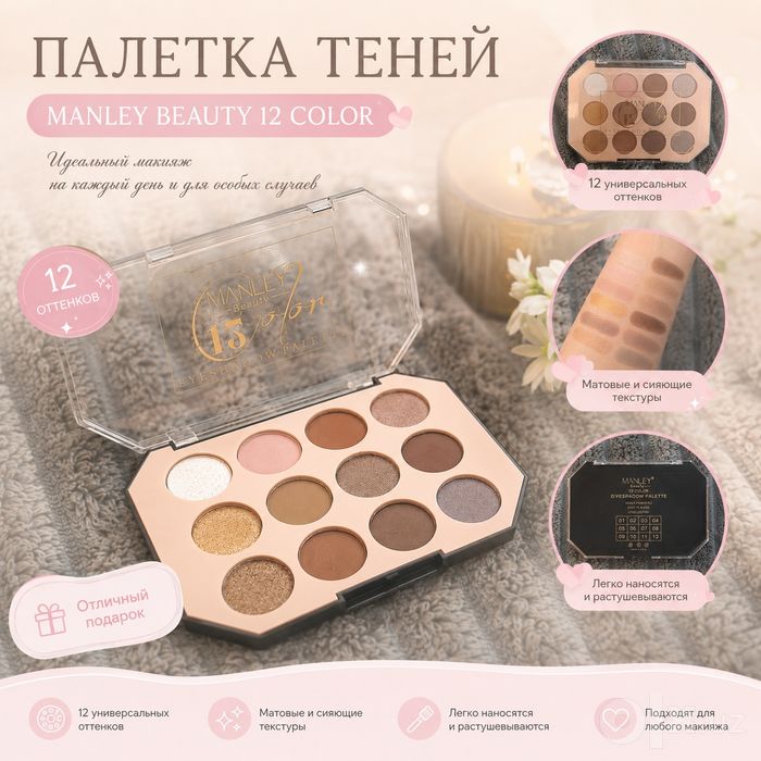 Палетка теней MANLEY Beauty 12 Color