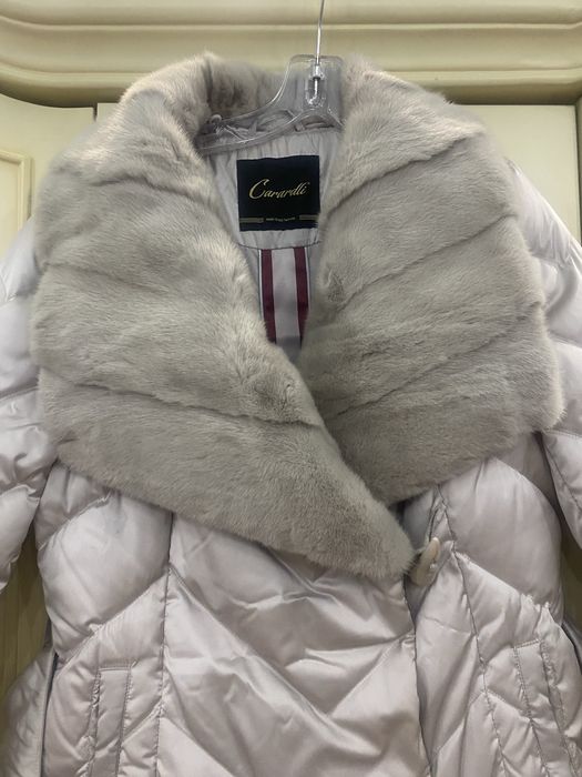 Пальто - пуховик с норковым воротником