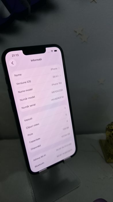 iPhone 16 E  5G 128GB Baterie:100%.Preṭ fix!210 Cicluri