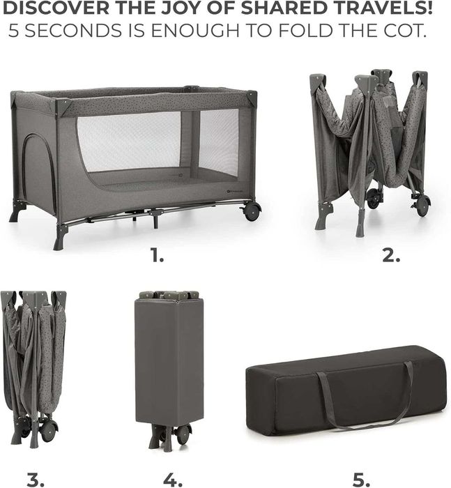 Pătuț de călătorie Kinderkraft Joy 3 în 1 , gri