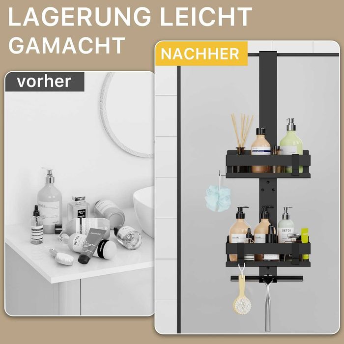 Cooeco Душ рафт за окачване без пробиване изработен от неръждаема стом