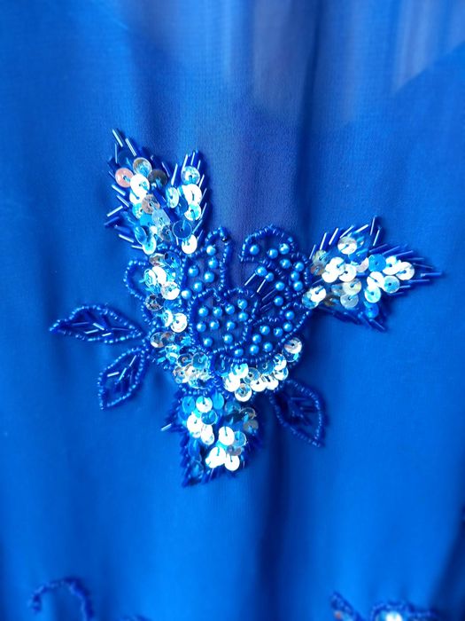 Женская одежда кофта синяя вышитая