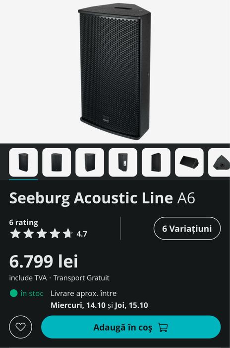 Boxe/topuri/monitoare  pasive Seeburg Acoustic Line A6 + huse in stare impecabila