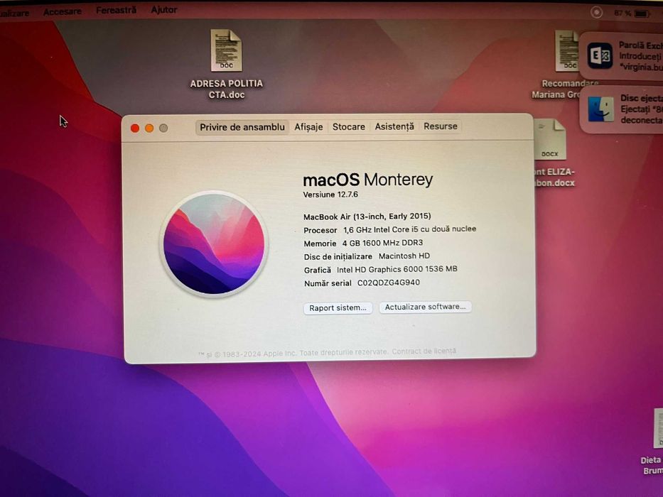 MacBook Air 13-inch, 2017, SSD 128GB, Intel i5, 4GB DDR3 RAM, A1466