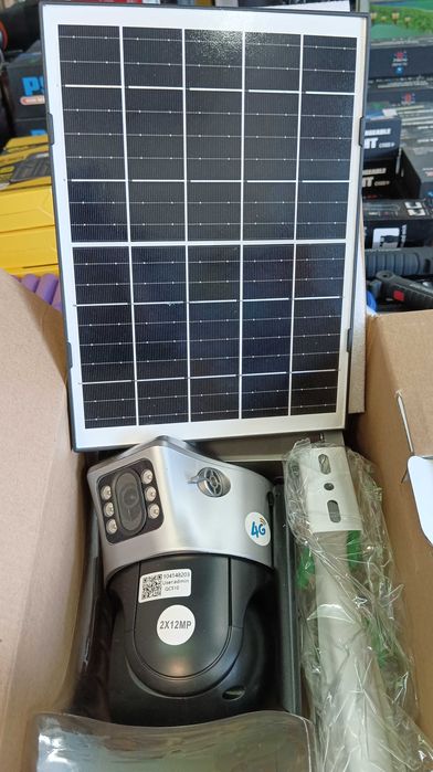 Двойна соларна въртяща камера 4G 2x12MP работи с СИМ SIM карта моб.дан