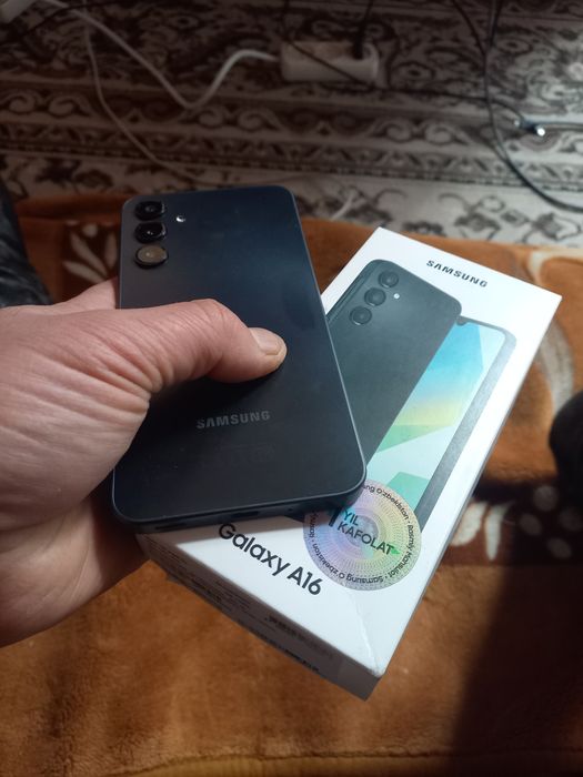 Samsung A16 ideal tiniq 128GB hotira 6GB aperativka karobka dakument.