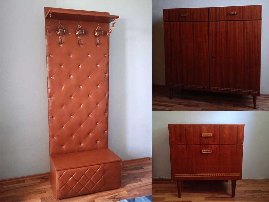 comoda, noptiera si cuier capitonat