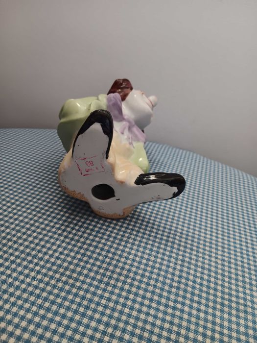 Bibelou din portelan Clovn, Romanesc, Fabricat in comunism la Cluj