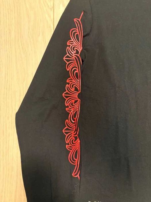 Chrome Hearts Horseshoe Logo Red on Black Longsleeve