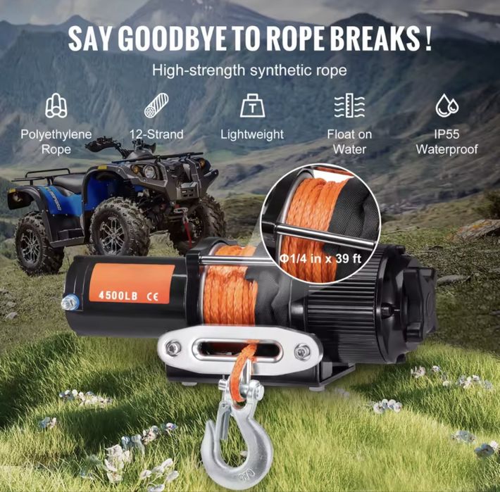 Troliu auto 2 tone electric VEVOR 2.041kg (4500 lbs)