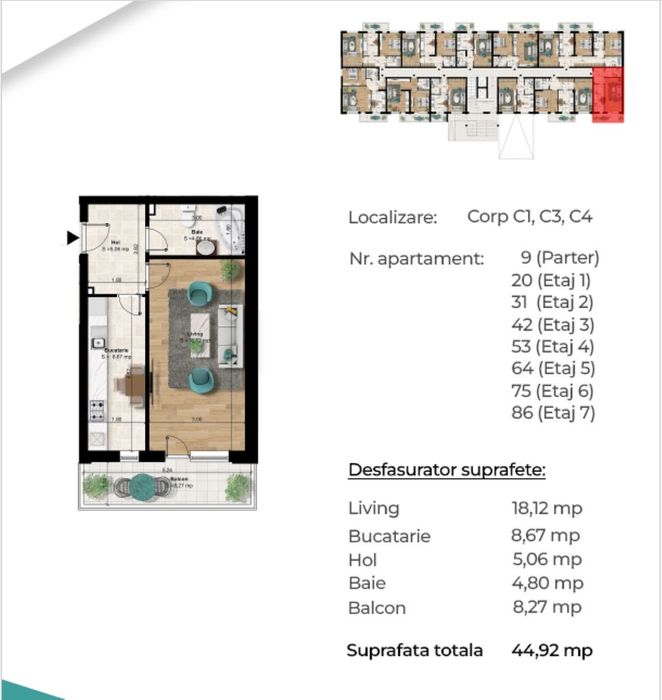 Garsoniera Decomandata | 43.5mp | Acces Metrou Berceni | Comision 0%